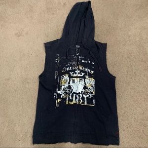 Guess Navy Sleeveless Zip Up Hoodie